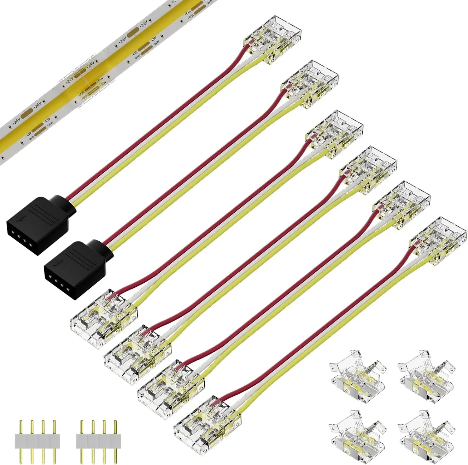 PAUTIX 10mm Connectors for CCT Tunable COB LED Strip Light 3 Pin Solderless Terminal Extension Connection Kit Dual End Connector
PAUTIX 10mm Connectors for CCT Tunable COB LED Strip Light 3 Pin Solderless Terminal Extension Connection Kit Dual End Connector