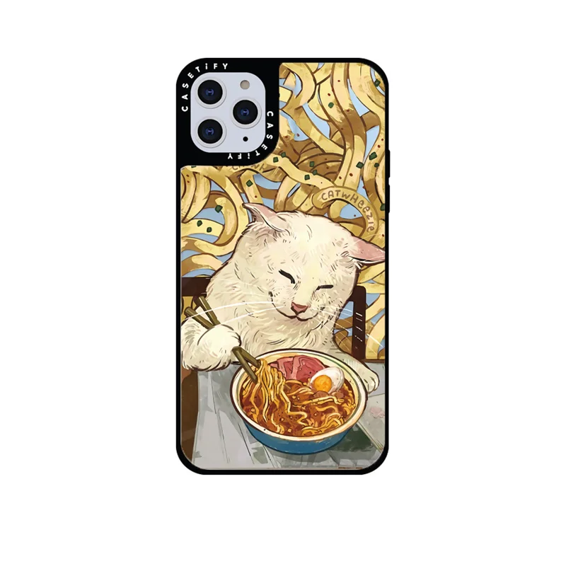 

CASETIFY Noodle Cat Mirror Case For IPhone 11 12 13 14ProMax 11 12 13 14Pro XsMax XR 6S 7 8 SE 7P 8P 14Plus Back Cover E0525