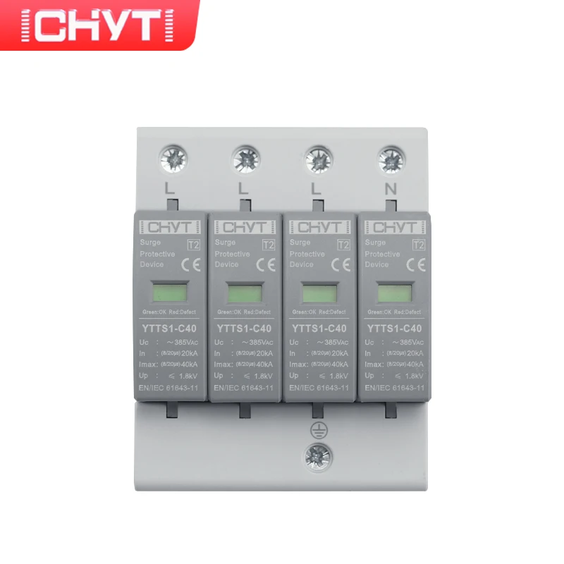 CHYT Free Shipping YTTS1-C40 AC SPD 4P 385V 20~40KA Lightning Protection Surge Protective Device
CHYT Free Shipping YTTS1-C40 AC SPD 4P 385V 20~40KA Lightning Protection Surge Protective Device