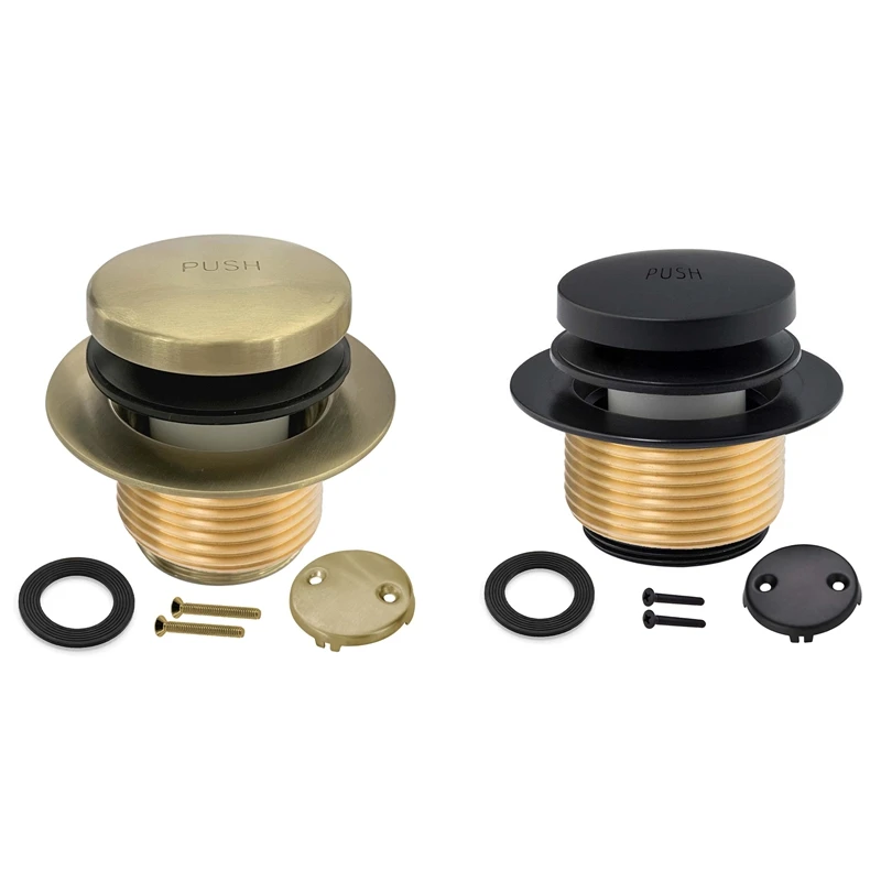 Tip Toe Bathtub Drain Kit With Two-Hole Overflow Faceplate, Bathtub Drain Trim Set Assembly Bronze Gold 
Tip Toe Bathtub Drain Kit With Two-Hole Overflow Faceplate, Bathtub Drain Trim Set Assembly Bronze Gold