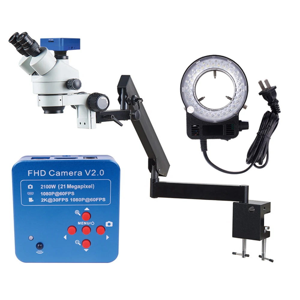 Arm Securing Clip Microscopio LED Ring Light 7X 45X Consecutive Zoom Trinocular Stereo Microscope With Camera
Arm Securing Clip Microscopio LED Ring Light 7X 45X Consecutive Zoom Trinocular Stereo Microscope With Camera
