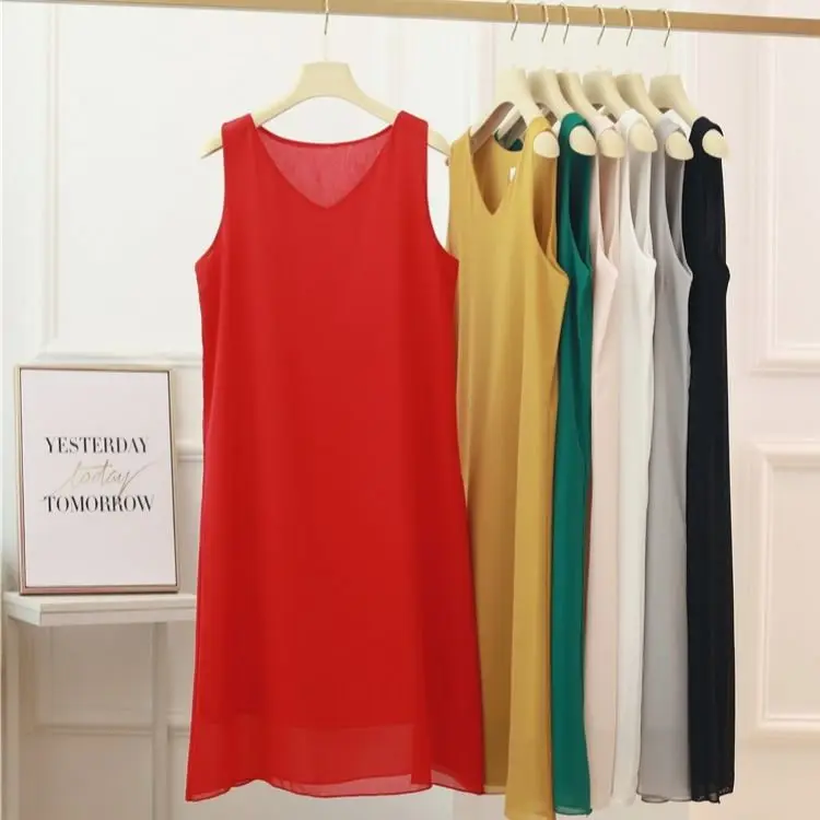 Summer new suspender dress inside and outside wear sleeveless loose large size medium and long chiffon vest skirt women
Summer new suspender dress inside and outside wear sleeveless loose large size medium and long chiffon vest skirt women