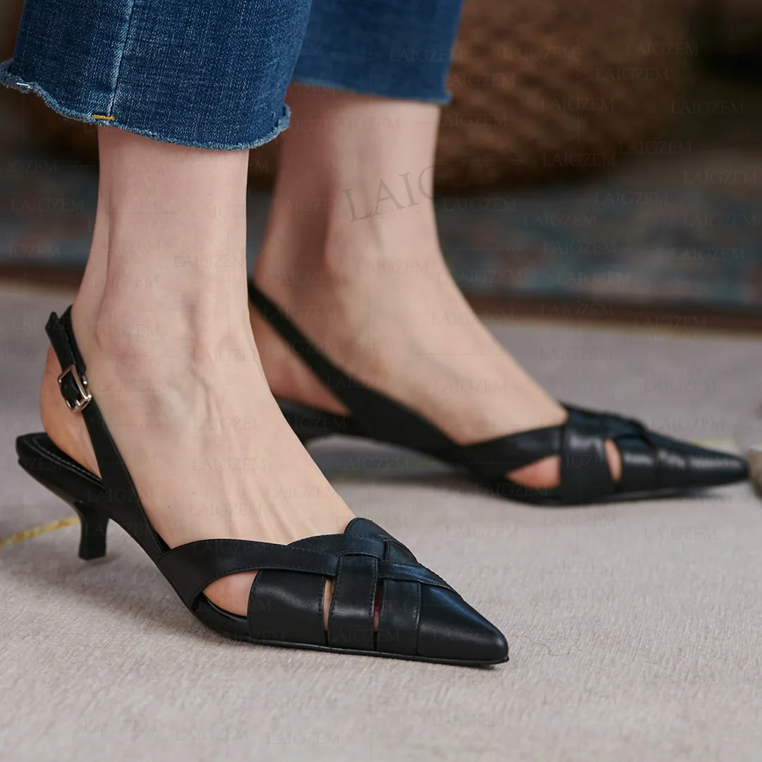 LAIGZEM Women Pumps Real Leather 4.5CM Kitten Heels Sandals Elegant Pointed Toe Slingbacks Comfortable Shoes Woman Size 36 39
LAIGZEM Women Pumps Real Leather 4.5CM Kitten Heels Sandals Elegant Pointed Toe Slingbacks Comfortable Shoes Woman Size 36 39