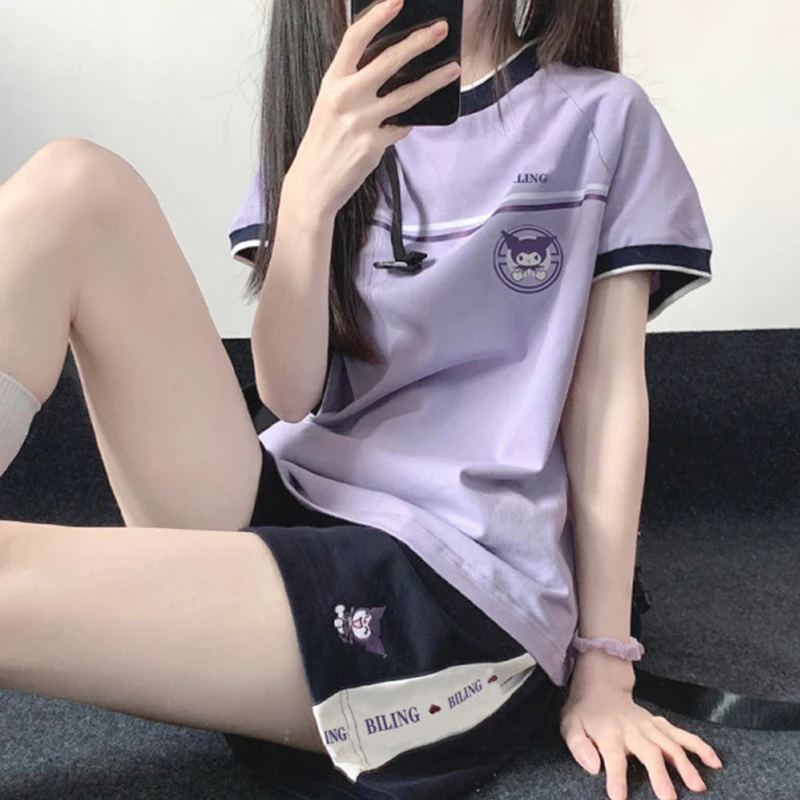 Летние милые японские шорты Kuromi для девочек с короткими рукавами для бега, Популярная Спортивная повседневная одежда Jk для девочек, плюшевы...
Летние милые японские шорты Kuromi для девочек с короткими рукавами для бега, Популярная Спортивная повседневная одежда Jk для девочек, плюшевы...