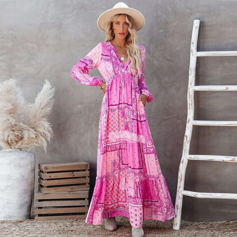 Autumn and Winter Dress Women Fashion Loose Pleated Geometric Print Dress Women Casual Lantern Sleeve V-neck High Waist Dress
Autumn and Winter Dress Women Fashion Loose Pleated Geometric Print Dress Women Casual Lantern Sleeve V-neck High Waist Dress