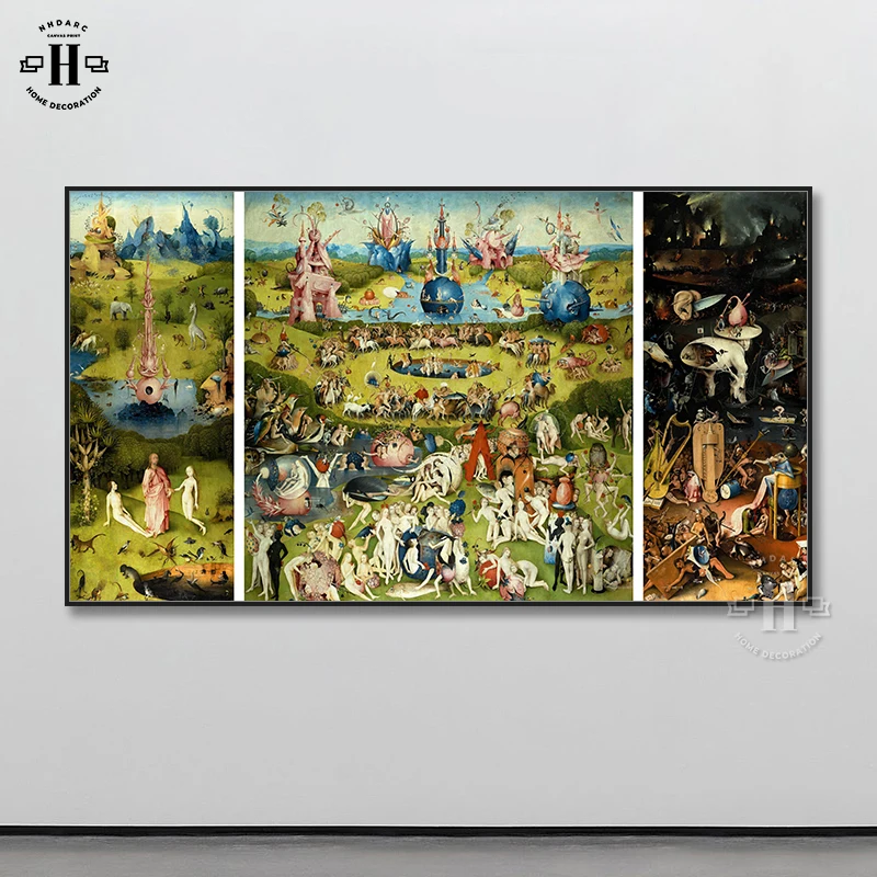 

Canvas Print Painting Poster The Garden of Earthly Delight And Hell by Hieronymus Bosch Wall Pictures Art Living Room Home Decor