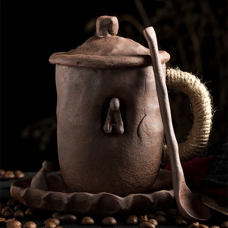 Ceramic Spoon With Cover Mug Handmade Coffee Cup Large Capacity Mugs Creative Binding Rope Kneaded Japanese Office Cup Cups Bar
Ceramic Spoon With Cover Mug Handmade Coffee Cup Large Capacity Mugs Creative Binding Rope Kneaded Japanese Office Cup Cups Bar