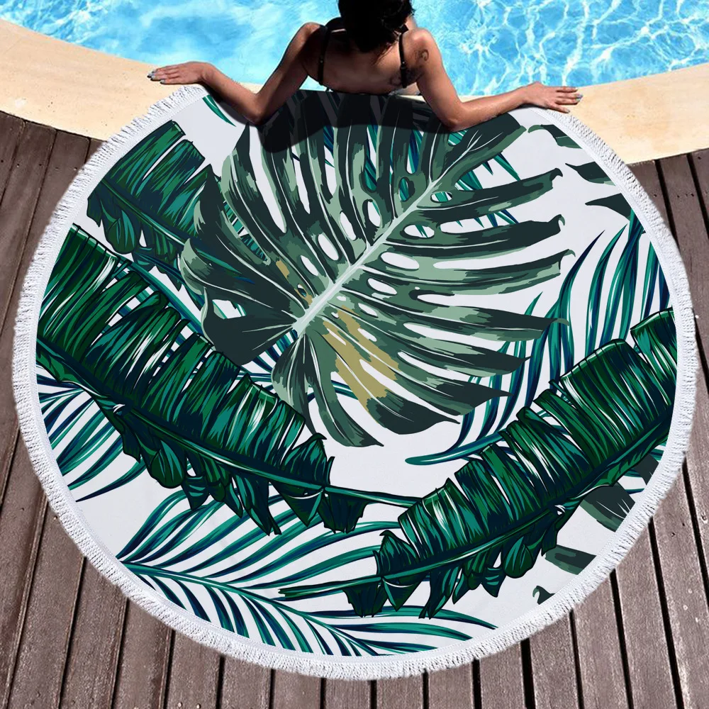 Banana Leaf Print Beach Towel Round Microfiber Towel Sun Protection Shawl Beach Mat Outdoor Yoga Mat Bath Towel With Tassel
Banana Leaf Print Beach Towel Round Microfiber Towel Sun Protection Shawl Beach Mat Outdoor Yoga Mat Bath Towel With Tassel