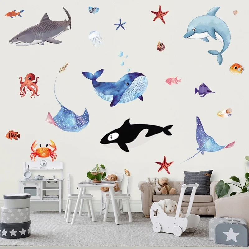 New Underwater World Fish Crab Starfish Jellyfish PVC Wall Stickers Living Room Bedroom Kids Room Decoration Painting Home Decor
New Underwater World Fish Crab Starfish Jellyfish PVC Wall Stickers Living Room Bedroom Kids Room Decoration Painting Home Decor