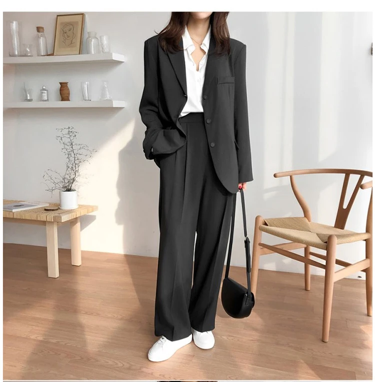 Women Two-piece Set Black Vintage Office Lady Single Breasted Blazer Female Casual Slim High Waist pants Suit
Women Two-piece Set Black Vintage Office Lady Single Breasted Blazer Female Casual Slim High Waist pants Suit
