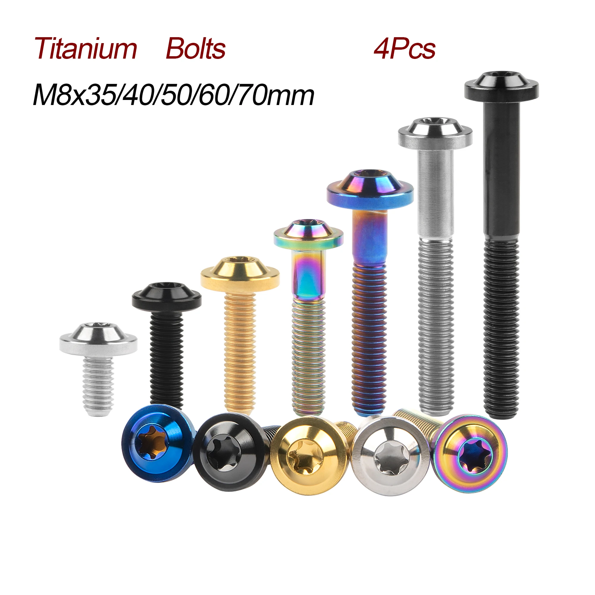 

Wanyifa Titanium Alloy Bolts M8x40/45/50/60/70mm Torx Screws for Fit Motorcycle Scooter Fastener Engine Cover Bicycle 4Pcs