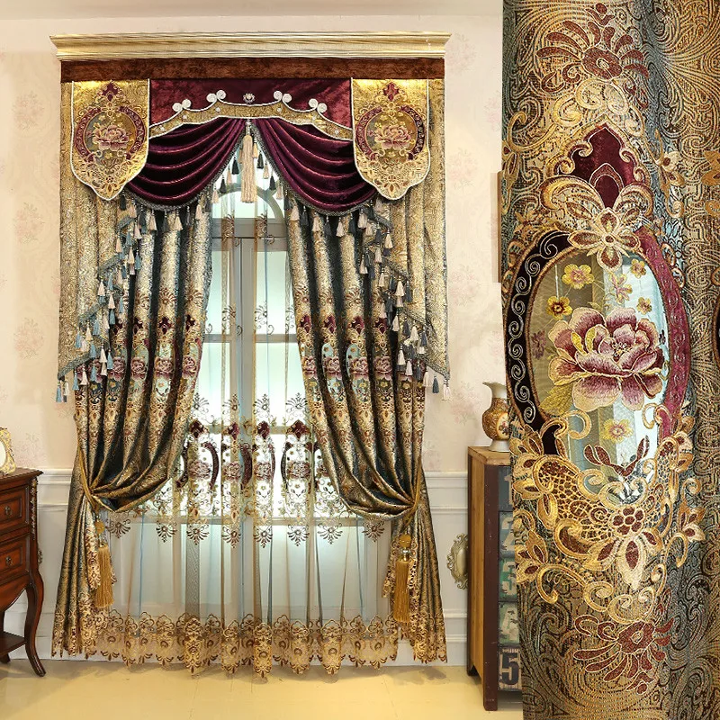 European Gold Silk Jacquard Embroidered Curtain Floral Embroidery Shading Curtain for Living Room and Bedroom Custom Valance #3
European Gold Silk Jacquard Embroidered Curtain Floral Embroidery Shading Curtain for Living Room and Bedroom Custom Valance #3