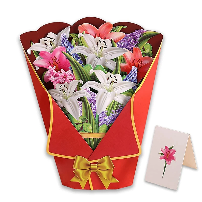 

Букет цветов, 3D бумажные открытки, букет цветов с визитницей и конвертом, поздравительная открытка на день Святого Валентина