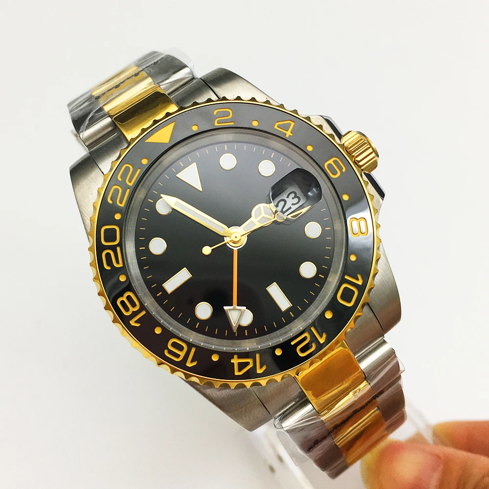 Business 40mm Men's Mechanical Watch GMT Watch Men's Automatic Stainless Steel Solid Case Oyster Strap Black Watch
Business 40mm Men's Mechanical Watch GMT Watch Men's Automatic Stainless Steel Solid Case Oyster Strap Black Watch
