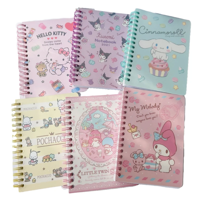 Sanrio Anime Series Kawaii Kuromi My Melody Cinnamoroll Kitty Little Twin Stars Cartoon Notebook Student A6 Notebook Kids Gift 
Sanrio Anime Series Kawaii Kuromi My Melody Cinnamoroll Kitty Little Twin Stars Cartoon Notebook Student A6 Notebook Kids Gift