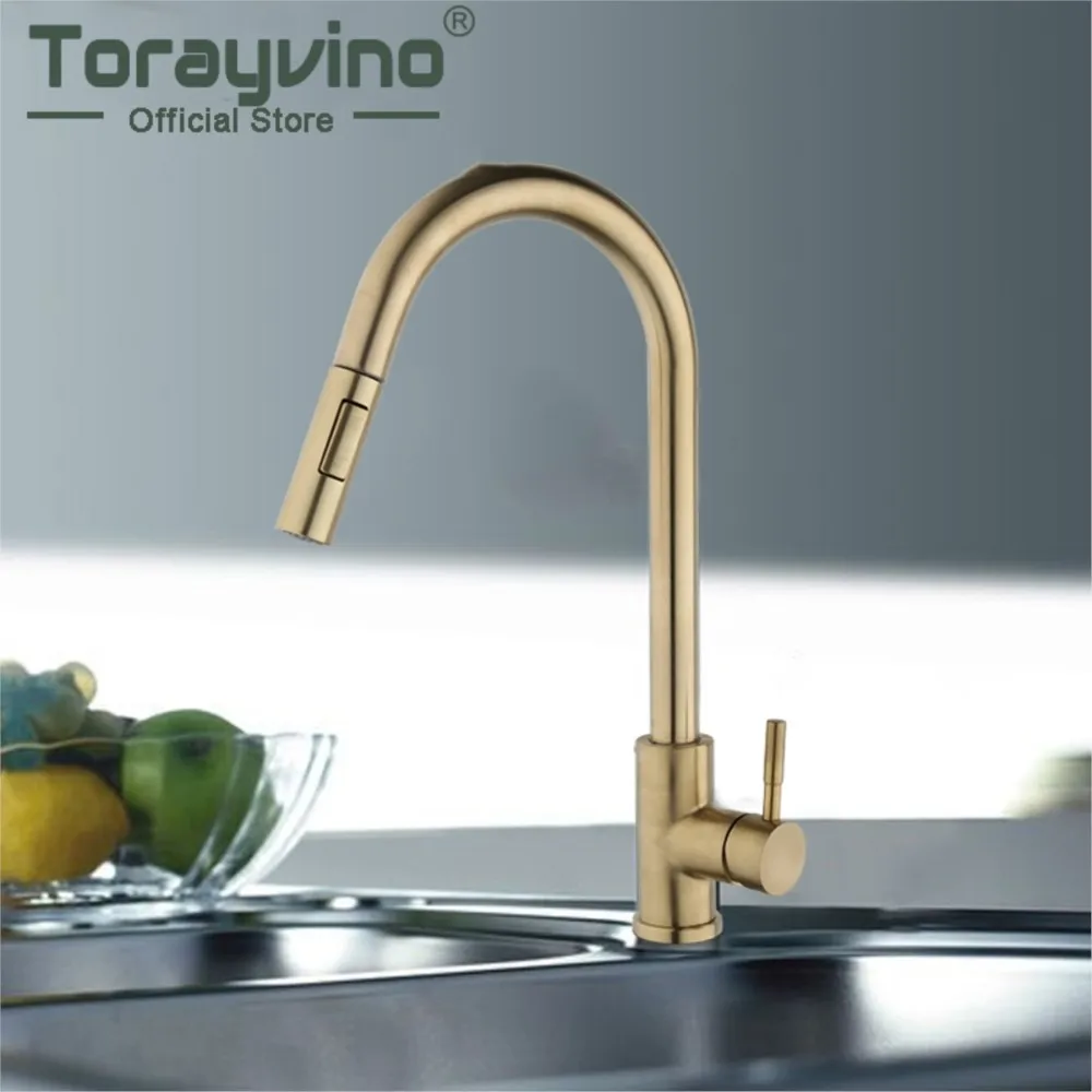

Torayvino Kitchen Faucet Sink Pull Out Spray 360 Rotatable Faucets Single Handle Tap Deck Mounted Hot & Cold Water Mixer Taps