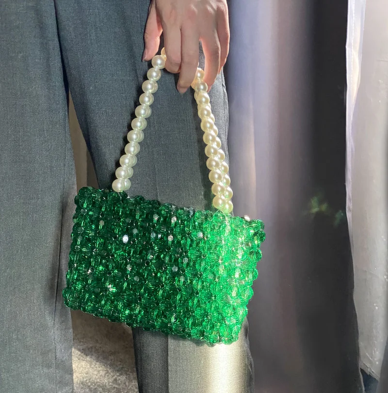 DIY Woven Handbag Summer Small HandmadeTemperament Beaded Bag Hand-crafted Pearl Shoulder Bag Green Underarm Bag
DIY Woven Handbag Summer Small HandmadeTemperament Beaded Bag Hand-crafted Pearl Shoulder Bag Green Underarm Bag