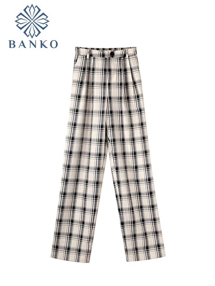 Plaid Pants Women Casual Loose Wide Leg Trousers With Pocket Ins Retro Teens Straight All-Match Trousers Hip-hop Lady Streetwear 
Plaid Pants Women Casual Loose Wide Leg Trousers With Pocket Ins Retro Teens Straight All-Match Trousers Hip-hop Lady Streetwear