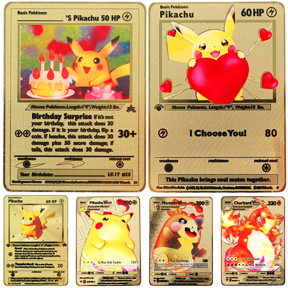 Карты Pokemon Metal Vmax GX Energy Card Charizard Pikachu редкая коллекция Боевая тренировочная карта
