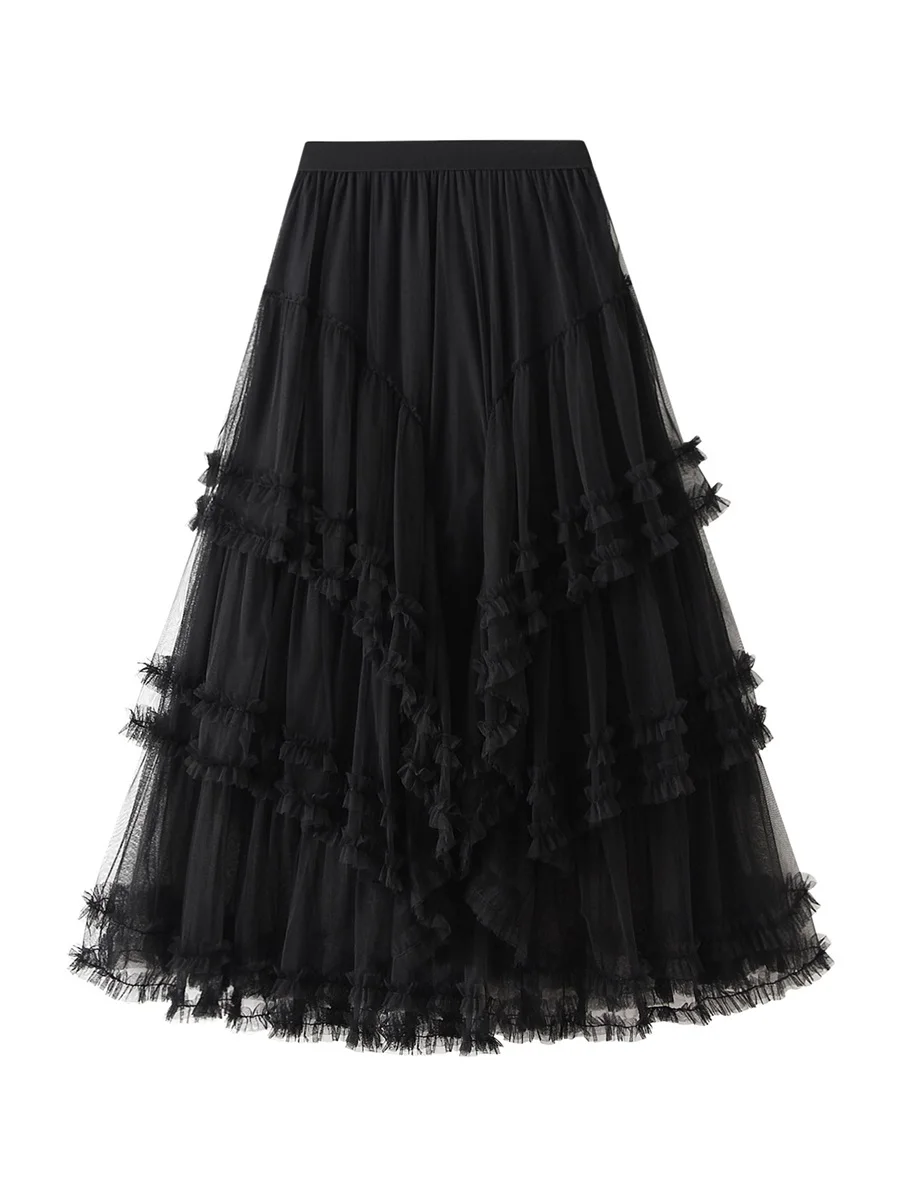 Women Mesh Tulle Skirt Irregular Elastic Tulle Bubble Skirt High Waist Tiered Layered Tulle Tutu A-line Midi Skirt 
Women Mesh Tulle Skirt Irregular Elastic Tulle Bubble Skirt High Waist Tiered Layered Tulle Tutu A-line Midi Skirt
