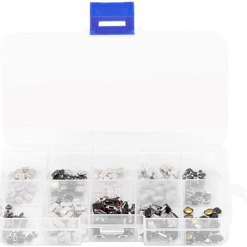 AT14 250PCS Tactile Push Button Switch Miniature Momentary Tactile Assortment Kit
AT14 250PCS Tactile Push Button Switch Miniature Momentary Tactile Assortment Kit