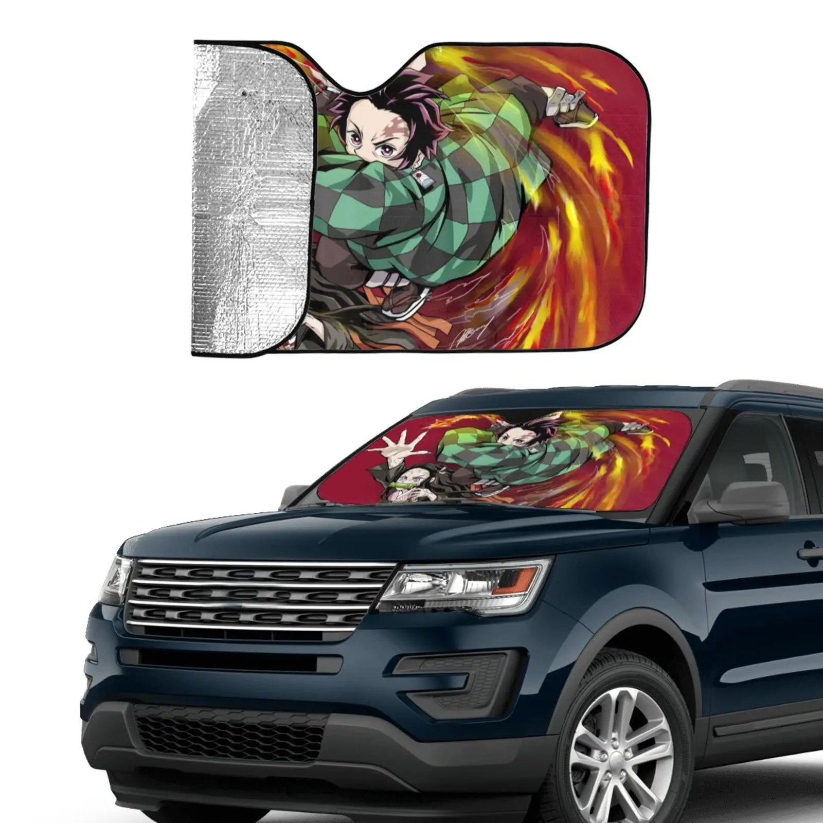 

3d Custom Design Demon Slayer Car Sunshade for Vehicle Suv Cool Down Universal Fits Most Cars