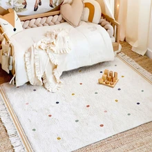 Childrens Room Carpet Cute Soft Round Tassel Floor Mat Large Area Living Room Bedroom IG Decoration Polka Dots Rug ковер 러그