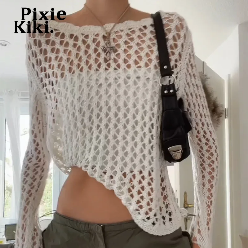 PixieKiki эстетичные Y2k топы белый прозрачный тонкий вязаный свитер Женский Повседневный короткий пуловер с длинным рукавом
PixieKiki эстетичные Y2k топы белый прозрачный тонкий вязаный свитер Женский Повседневный короткий пуловер с длинным рукавом