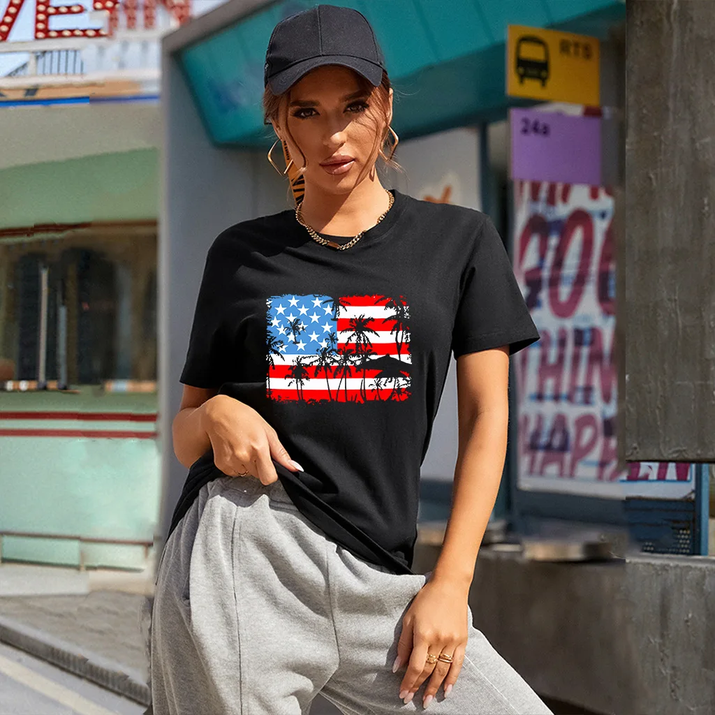 Summer Women Cotton Regular Short Sleeve Ladies Fashion Casual T-shirt Personality Print Graphic Daily Round Neck Tee Top
Summer Women Cotton Regular Short Sleeve Ladies Fashion Casual T-shirt Personality Print Graphic Daily Round Neck Tee Top