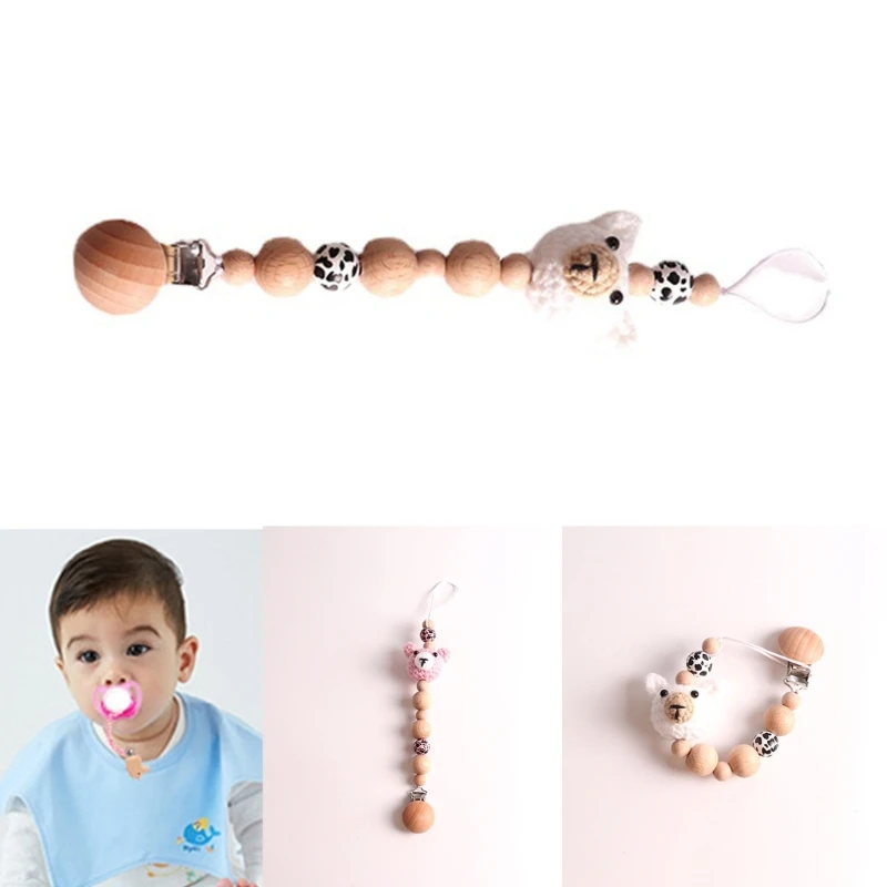 Pacifier Clip for Babies Infant Animal Teething Soothie Toy Wood Beads Knitted Bear Pacifier Holder for Boys Girls 
Pacifier Clip for Babies Infant Animal Teething Soothie Toy Wood Beads Knitted Bear Pacifier Holder for Boys Girls
