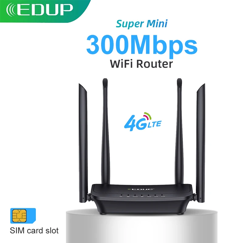 

EDUP 4G WiFi Router Modem SIM Card Router Mini Router 300Mbps Wireless WiFi 3G/4G LTE WiFi Hotspot Dongle Wi-Fi Modem 32 Users