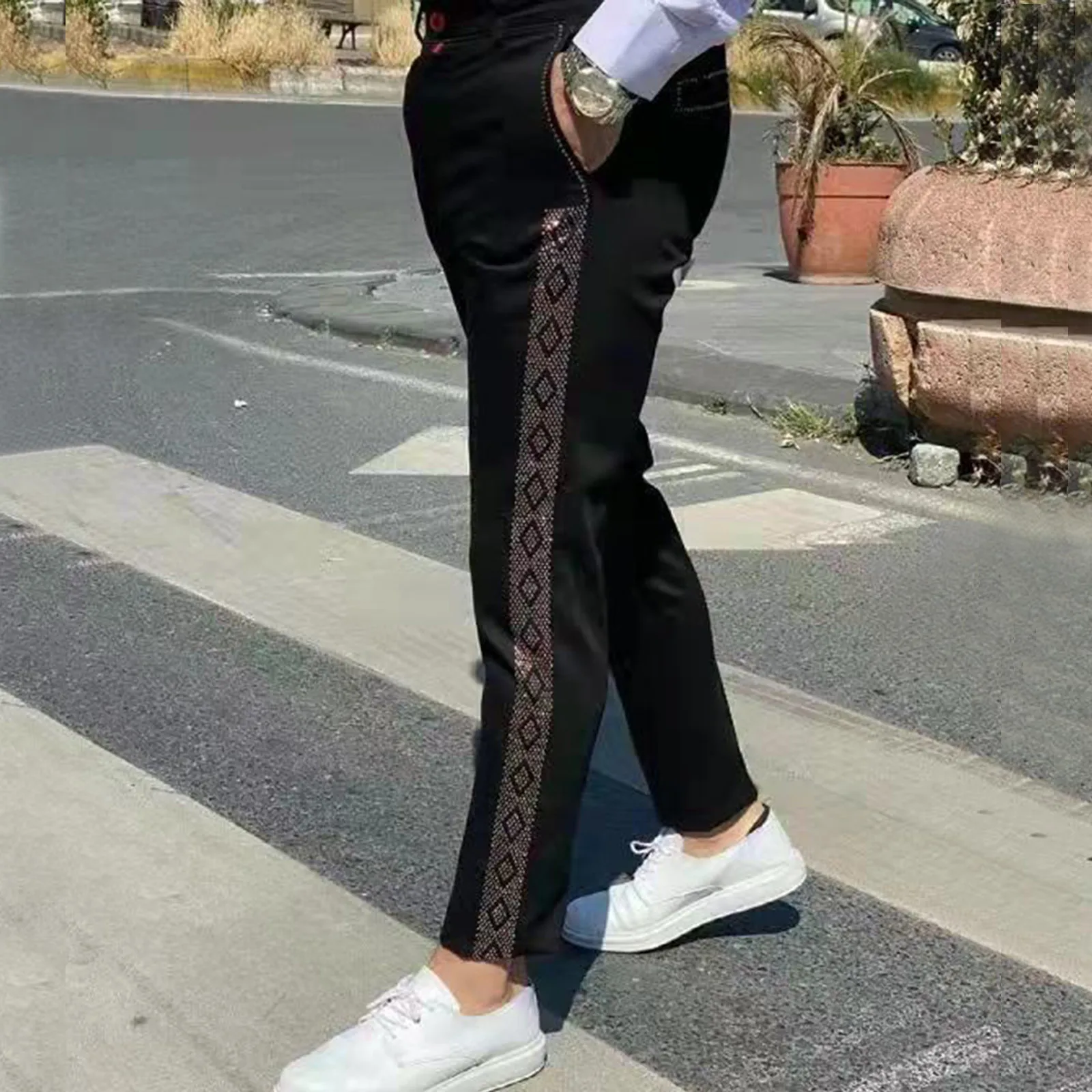 Diamond Pants Casual Skinny Pencil Men's Waist Pants Elastic Trousers Zipper Men's pants
Diamond Pants Casual Skinny Pencil Men's Waist Pants Elastic Trousers Zipper Men's pants