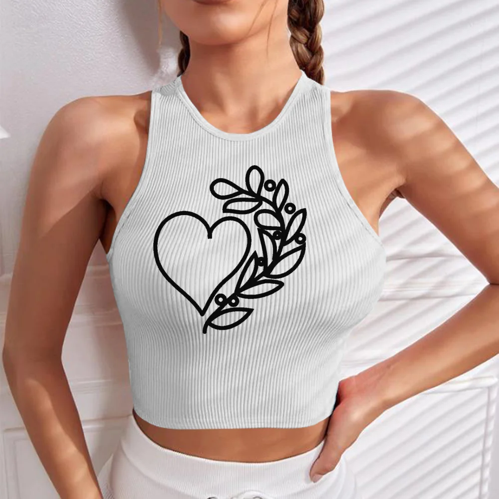 SexyWomen's Tank Top Ribbed Knit Sleeveless DesignPrinted Heart Leaves Slim Leaky Navel Outfit Tops Clothes Female Stretch Tank
SexyWomen's Tank Top Ribbed Knit Sleeveless DesignPrinted Heart Leaves Slim Leaky Navel Outfit Tops Clothes Female Stretch Tank