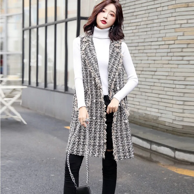 2022 Autumn Winter Women Casual Loose Plaid Waistcoat Ladies Fashion Double Breasted Outwear Houndstooth Tweed Vest L-5XL Y676
2022 Autumn Winter Women Casual Loose Plaid Waistcoat Ladies Fashion Double Breasted Outwear Houndstooth Tweed Vest L-5XL Y676