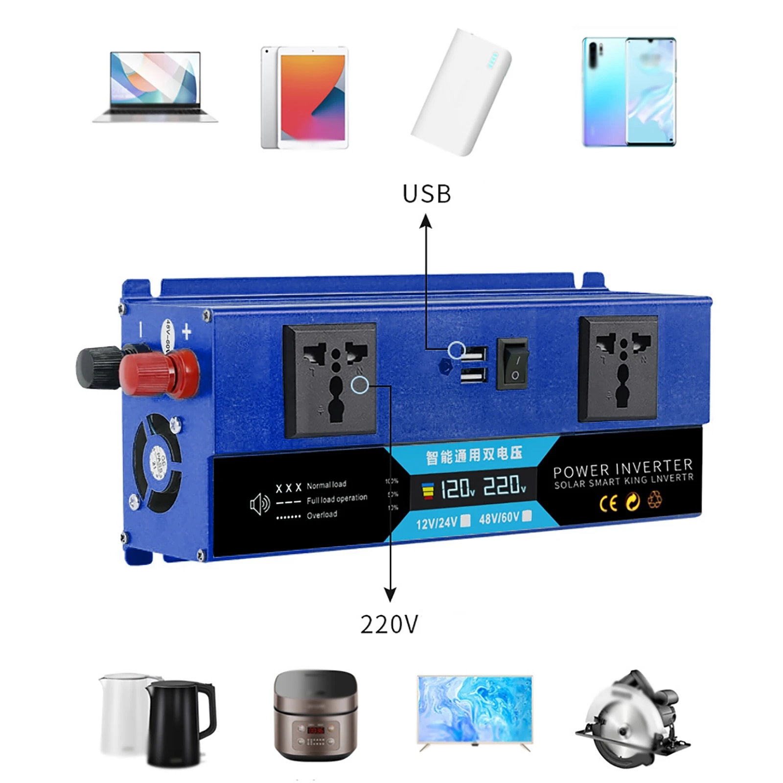 Автомобильный инвертор 12 В 24 В до 220 В, интеллектуальный цифровой дисплей, модифицированный синусоидальный инвертор 500 Вт/1200 Вт/1600 Вт/2200 Вт, и...
Автомобильный инвертор 12 В 24 В до 220 В, интеллектуальный цифровой дисплей, модифицированный синусоидальный инвертор 500 Вт/1200 Вт/1600 Вт/2200 Вт, и...