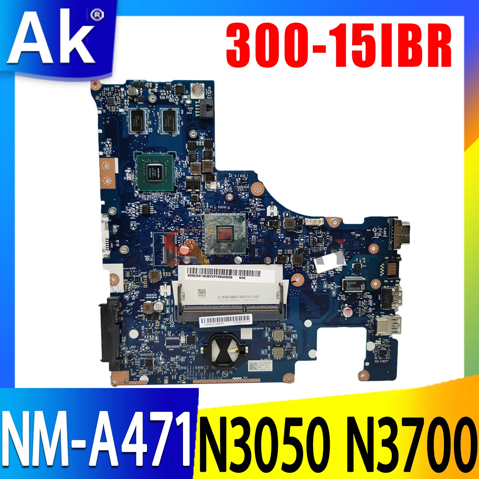 Материнская плата BMWC1/BMWC2 для ноутбука LENOVO 300-15IBR, материнская плата с процессором N3050 N3060 N3150 N3700 920M 1G
Материнская плата BMWC1/BMWC2 для ноутбука LENOVO 300-15IBR, материнская плата с процессором N3050 N3060 N3150 N3700 920M 1G