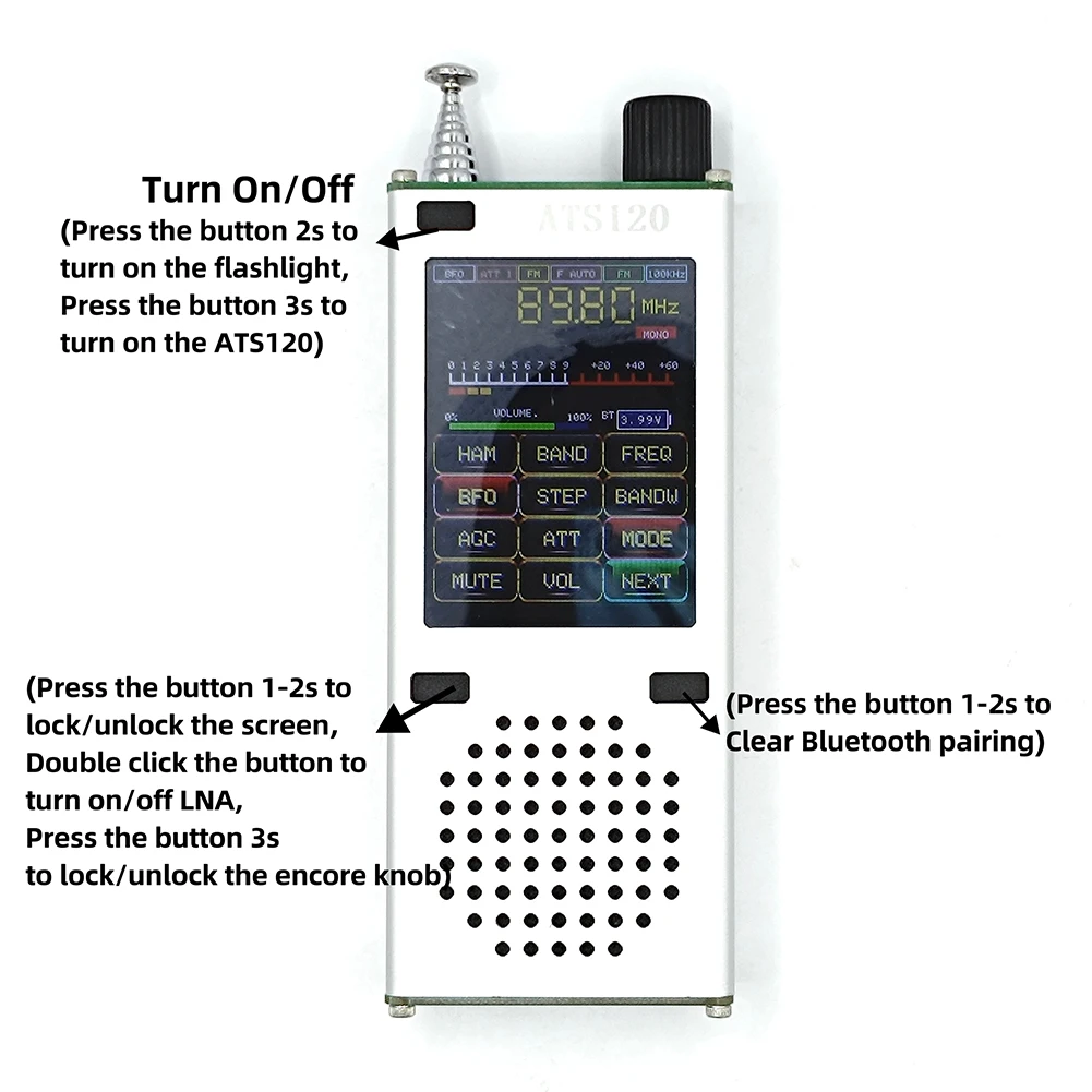 ATS120 высокоточное радио SI4732 ESP32 Bluetooth-совместимое высокоточное FM/AM радио Встроенная 820 мм антенна и динамик
ATS120 высокоточное радио SI4732 ESP32 Bluetooth-совместимое высокоточное FM/AM радио Встроенная 820 мм антенна и динамик