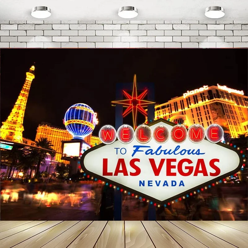 

Welcome To Las Vegas Photography Backdrop City Billboard Banner Casino Night Scenery Party Decorations Photo Background