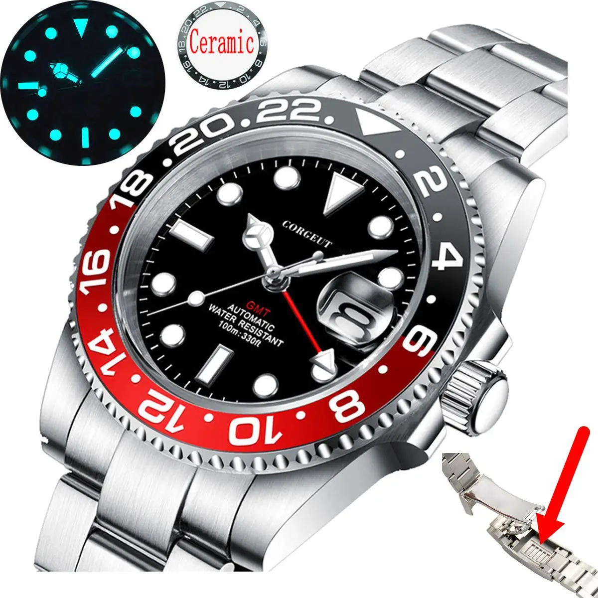 Corgeut Brand 40MM Men Mechanical Wristwatches Luxury Sapphire Ceramic Luminous Automatic Watches 10bar Waterproof GMT Watch Men
Corgeut Brand 40MM Men Mechanical Wristwatches Luxury Sapphire Ceramic Luminous Automatic Watches 10bar Waterproof GMT Watch Men