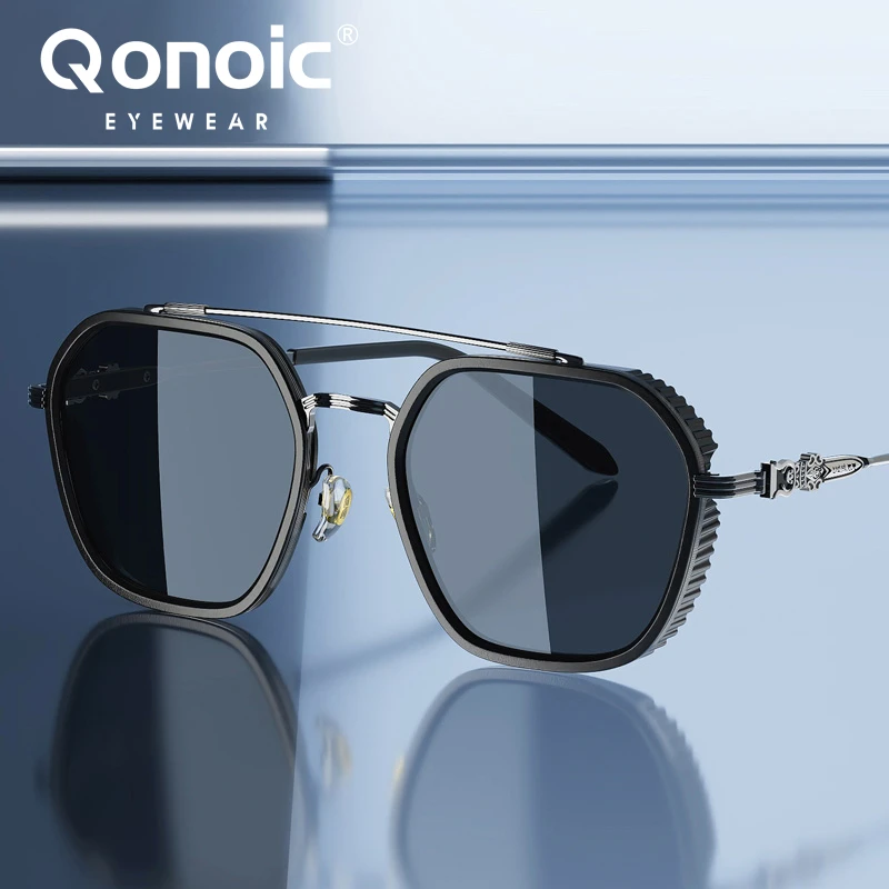 

QONOIC Polarized Color-Changing Sunglasses Men's Driving Special Anti-Ultraviolet Glare Retro Can Be Matched With Myopia Sunglas