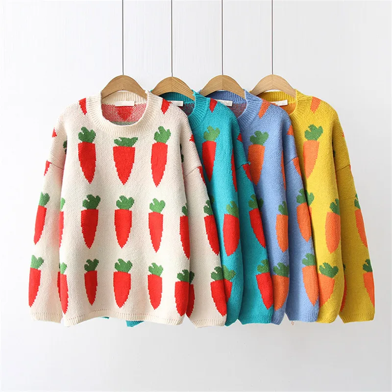 2023 Sweaters Autumn/Winter Christmas Radish Print Cute Women's Pullovers Long Sleeve O-neck Women Cotton Sweaters Girl Gift
2023 Sweaters Autumn/Winter Christmas Radish Print Cute Women's Pullovers Long Sleeve O-neck Women Cotton Sweaters Girl Gift
