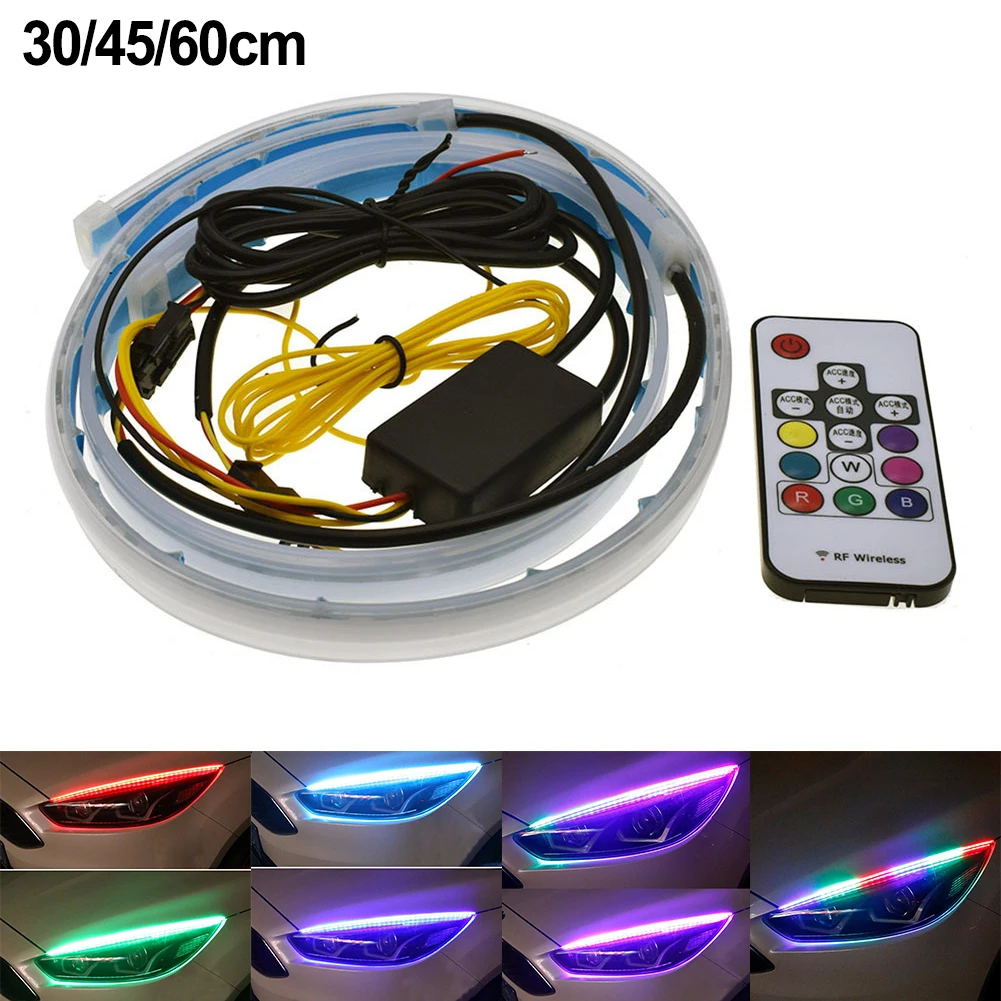 RGB LED Car Hood Light Car Headlight Strip Daytime Running Lights Flexible Remote Control Decorative Atmosphere Lamps 30CM 45CM
RGB LED Car Hood Light Car Headlight Strip Daytime Running Lights Flexible Remote Control Decorative Atmosphere Lamps 30CM 45CM