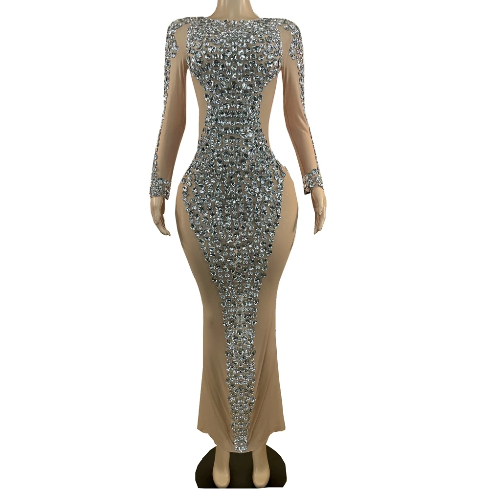 Sexy Mesh Perspective Rhinestones Long Dress Crystals Evening Wedding Celebrate Birthday Dress Women Party Outfit Stage Wear
Sexy Mesh Perspective Rhinestones Long Dress Crystals Evening Wedding Celebrate Birthday Dress Women Party Outfit Stage Wear