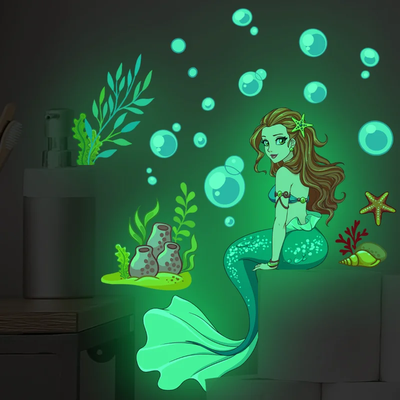 Luminous Mermaid Wall Stickers Kids Room Decoration Home Decor Wall Decal Green Light Underwater World Glow In The Dark Stickers
Luminous Mermaid Wall Stickers Kids Room Decoration Home Decor Wall Decal Green Light Underwater World Glow In The Dark Stickers