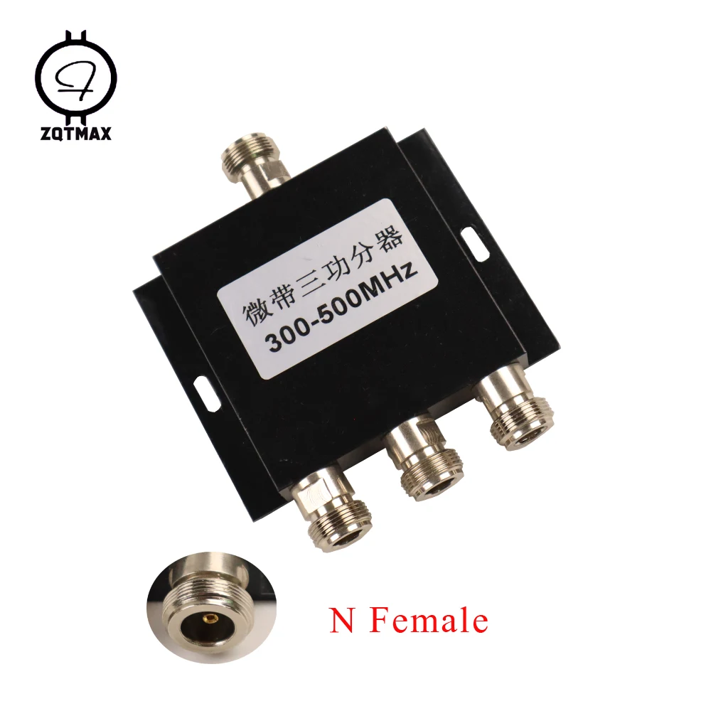 ZQTMAX Coaxial 1 to 3 Way Power Splitter 300-500MHz Signal Booster Divider N female divider walkie talkie use
ZQTMAX Coaxial 1 to 3 Way Power Splitter 300-500MHz Signal Booster Divider N female divider walkie talkie use