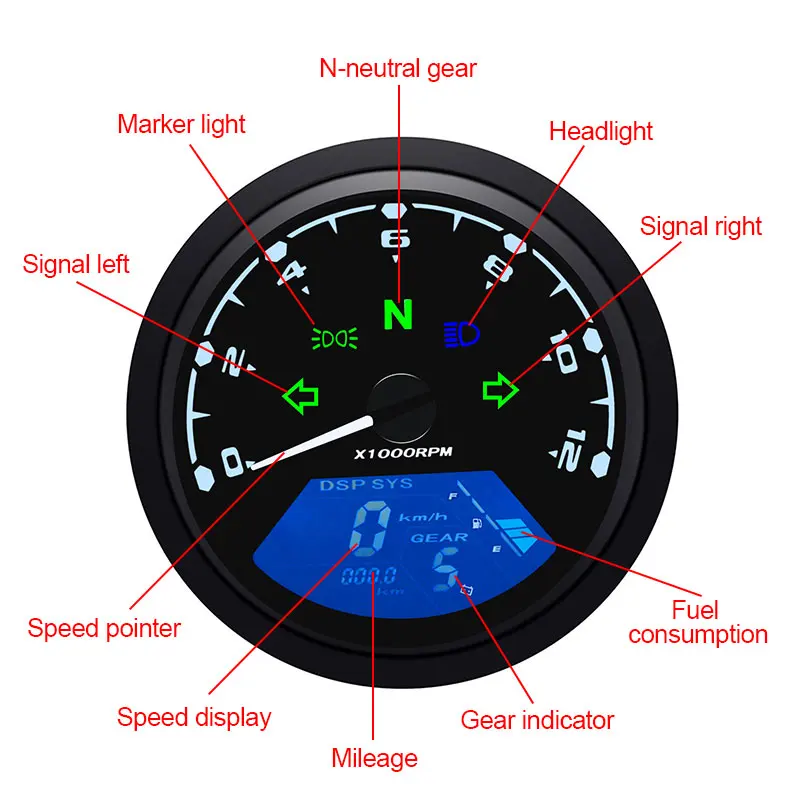 Universal Motorcycle 12000RMP LCD Speedometer Odometer Tachometer 1-4 Cylinders Motorbike Gauge Motorcycle Digital Dash 2022
Universal Motorcycle 12000RMP LCD Speedometer Odometer Tachometer 1-4 Cylinders Motorbike Gauge Motorcycle Digital Dash 2022