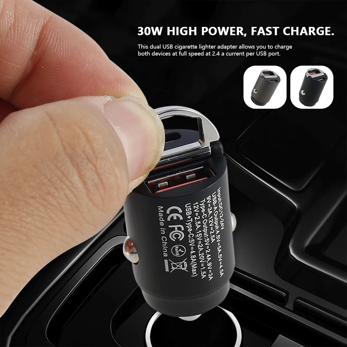 new USB Car Charger Car Charger 30W 4.5V/5A 5V/4.5A 9V/3A 12V/2.5A Output Dual USB Port Car Charger Adapter Fast Charging
new USB Car Charger Car Charger 30W 4.5V/5A 5V/4.5A 9V/3A 12V/2.5A Output Dual USB Port Car Charger Adapter Fast Charging