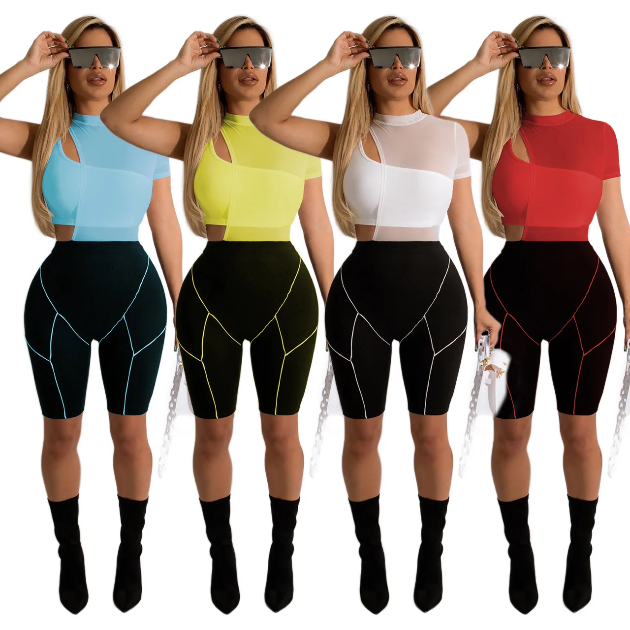 Summer Sheer Mesh 3 Piece Set Women Sexy Tube Crop Top + Biker Shorts Summer Active ShortsPants Fitness Outfit Bikers Tracksuit
Summer Sheer Mesh 3 Piece Set Women Sexy Tube Crop Top + Biker Shorts Summer Active ShortsPants Fitness Outfit Bikers Tracksuit