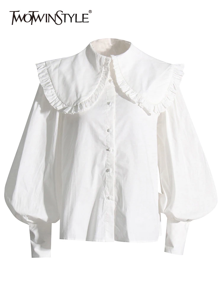 Женская однобортная рубашка TWOTWINSTYLE, однотонная однобортная рубашка с рукавами-фонариками и воротником «Питер Пэн», Новинка
Женская однобортная рубашка TWOTWINSTYLE, однотонная однобортная рубашка с рукавами-фонариками и воротником «Питер Пэн», Новинка