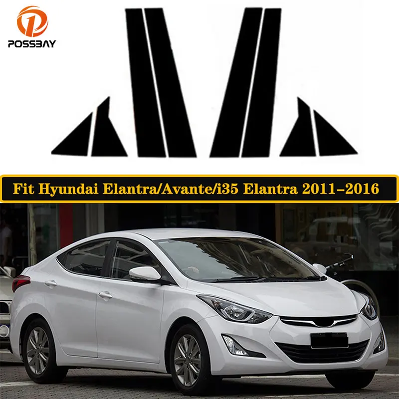 

8Pcs Car Window Pillar Posts Door Trim Stickers for Hyundai i35 Elantra Elantra Avante 2011-2016 Glossy Black Decoration Cover